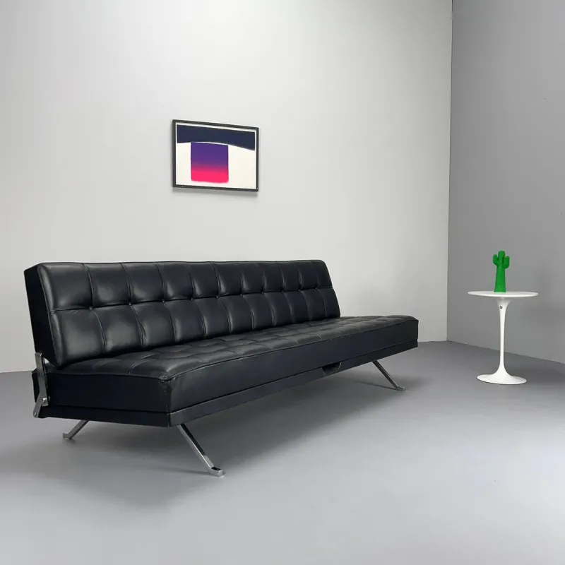Pamono Constanze Daybed in Black Leather by Johannes Spalt for Wittmann, Vienna, 1960s> Daybeds & Chaises Lounges