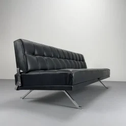 Pamono Constanze Daybed in Black Leather by Johannes Spalt for Wittmann, Vienna, 1960s><noscript><img width=
