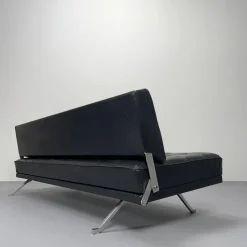 Pamono Constanze Daybed in Black Leather by Johannes Spalt for Wittmann, Vienna, 1960s><noscript><img width=