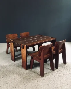 Pamono Constructivist Oak Dining Table, Belgium, 1960s><noscript><img width=