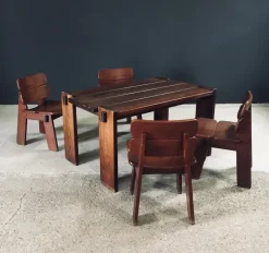 Pamono Constructivist Oak Dining Table, Belgium, 1960s><noscript><img width=