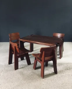 Pamono Constructivist Oak Dining Table, Belgium, 1960s><noscript><img width=