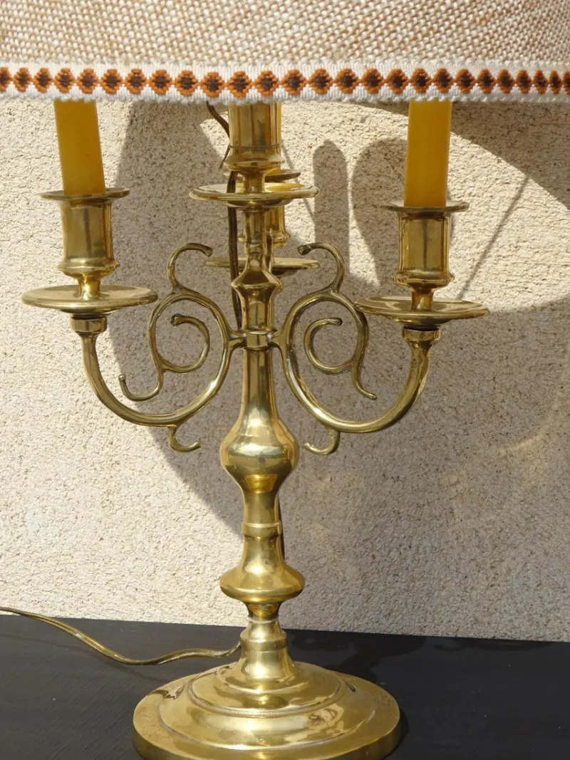 Pamono Copper Bedside Lamps, 1890s, Set of 2> Table Lamps