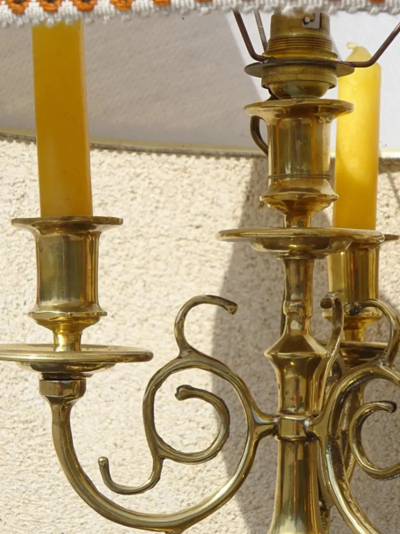 Pamono Copper Bedside Lamps, 1890s, Set of 2> Table Lamps