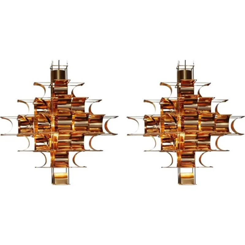 Pamono Copper Cassiope 9 Level Suspension Lamps by Sebastien Sauze, Set of 2> Ceiling Lights