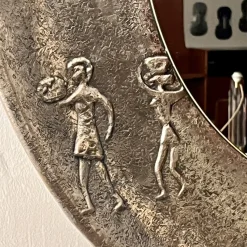 Pamono Copper Frame Mirror with Embossed Decor by Angelo Bragalini, 1950s><noscript><img width=