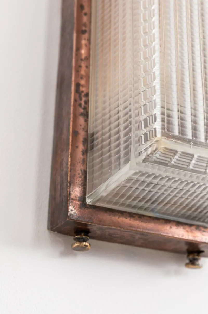 Pamono Copper Pagoda Bulkhead Wall Light from Holophane, 1920s> Wall Lights & Sconces