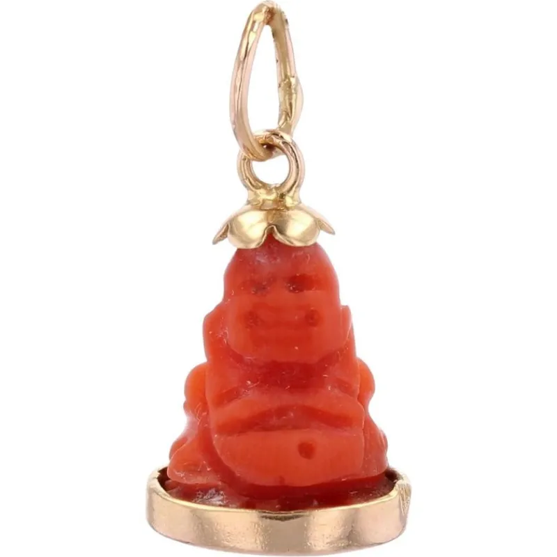 Pamono Coral 18 Karat Yellow Gold Buddha Charm Pendant, 1960s> Necklaces