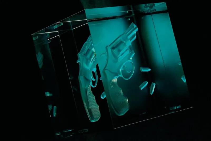 New Pamono Cosa Nostra Light Sculpture in Acrylic Glass and Leather by Barberini & Gunnell