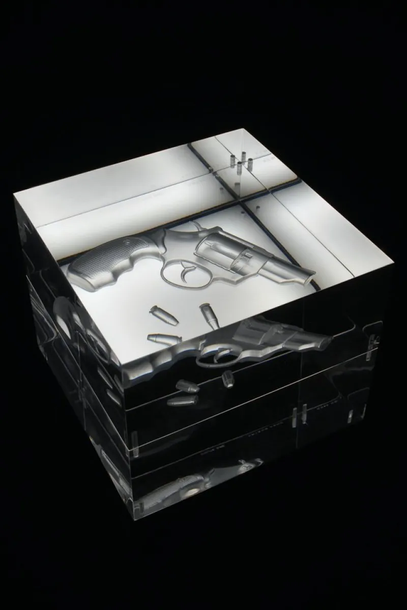 New Pamono Cosa Nostra Light Sculpture in Acrylic Glass and Leather by Barberini & Gunnell