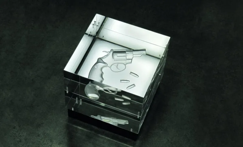 New Pamono Cosa Nostra Light Sculpture in Acrylic Glass and Leather by Barberini & Gunnell