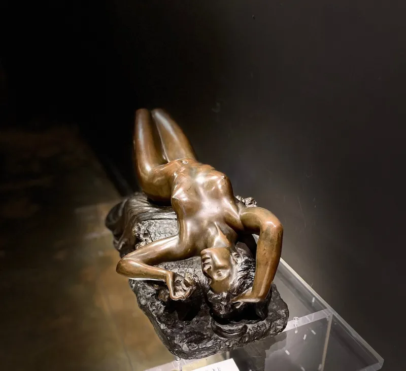 Pamono Costantino Barbella, Art Nouveau Ebrezza Sculpture, 1912, Bronze> Art Nouveau|Classical