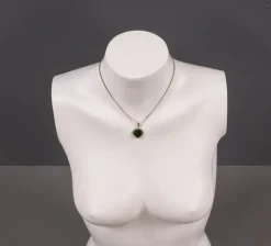 Hot Pamono Costume Necklace with a Green Nephrite Jade Heart, 1960s