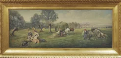 Hot Pamono Country Landscape, French School, Italian Oil on Canvas Painting