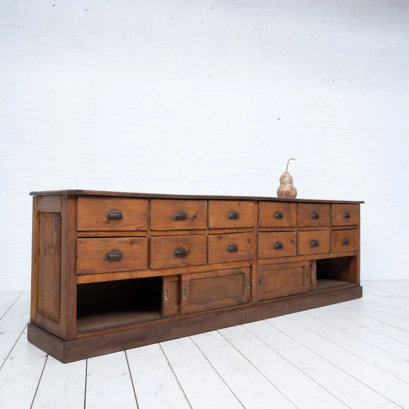 Pamono Craft Cabinet with Drawers and Sliding Doors, 1900s> Sideboards & Buffets