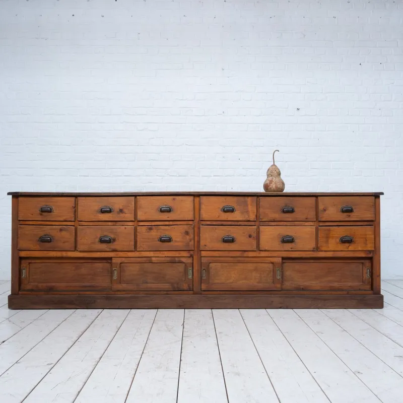 Pamono Craft Cabinet with Drawers and Sliding Doors, 1900s> Sideboards & Buffets