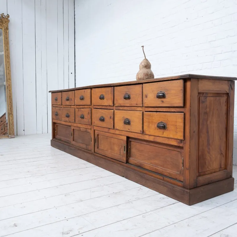 Pamono Craft Cabinet with Drawers and Sliding Doors, 1900s> Sideboards & Buffets
