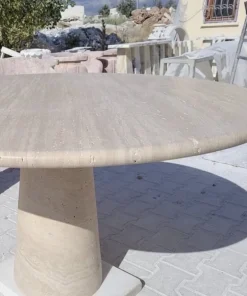 Pamono Cream Travertine Round Dining Table from My Habitat Design><noscript><img width=