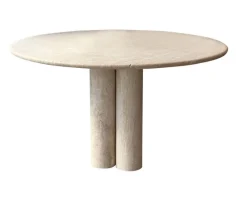 Sale Pamono Cream Travertine Round Dining Table from My Habitat Design