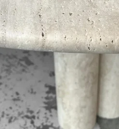 Sale Pamono Cream Travertine Round Dining Table from My Habitat Design