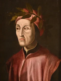 Pamono Cristofano di Papi Dell'altissimo, Portrait of Dante Alighieri, 1600, Oil on Board, Framed> Contemporary|Painting