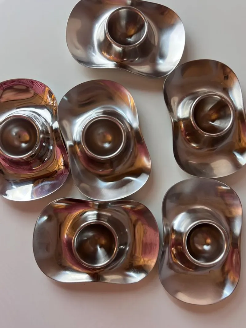 Pamono Cromargan Egg Cups by Wilhelm Wagenfeld for WMF, Set of 6> Dinnerware Accessories