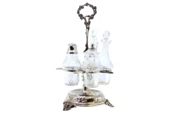 Pamono Cruet Set with Silver Structure and Mustard Bowl with Salt and Pepper Shaker, Set of 5> Bottles, Carafes & Jugs
