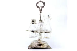 Pamono Cruet Set with Silver Structure and Mustard Bowl with Salt and Pepper Shaker, Set of 5><noscript><img width=