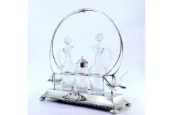 Pamono Cruet with Silver Structure with Two Cruets and Salt and Pepper Shaker and Mustard Pot with Spoon, Set of 7> Bottles, Carafes & Jugs