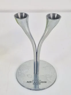 Clearance Pamono Crystal Champagne Flutes in Holder by Philippe Di Meo for Moët & Chandon, 1980s, Set of 2
