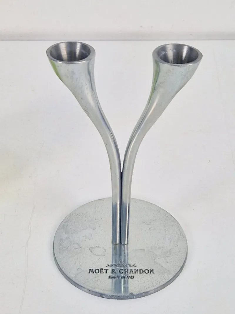 Clearance Pamono Crystal Champagne Flutes in Holder by Philippe Di Meo for Moët & Chandon, 1980s, Set of 2