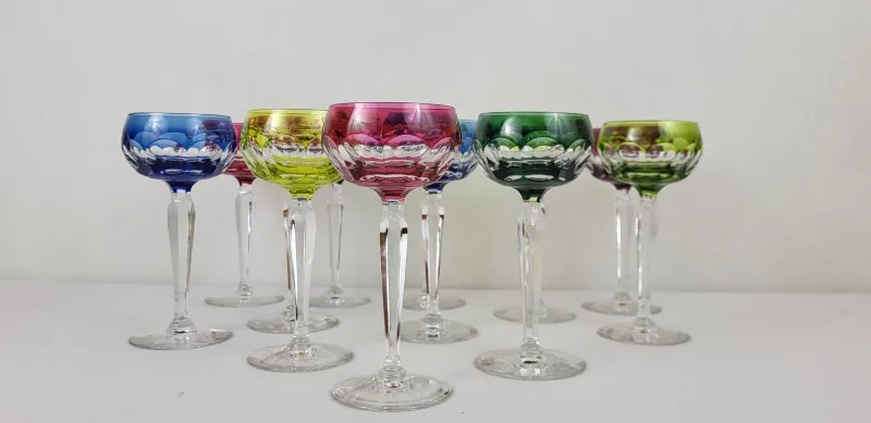 Hot Pamono Crystal Colored Wine Glasses from Val Saint Lambert, 1960s, Set of 6