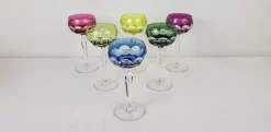 Hot Pamono Crystal Colored Wine Glasses from Val Saint Lambert, 1960s, Set of 6