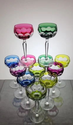 Hot Pamono Crystal Colored Wine Glasses from Val Saint Lambert, 1960s, Set of 6