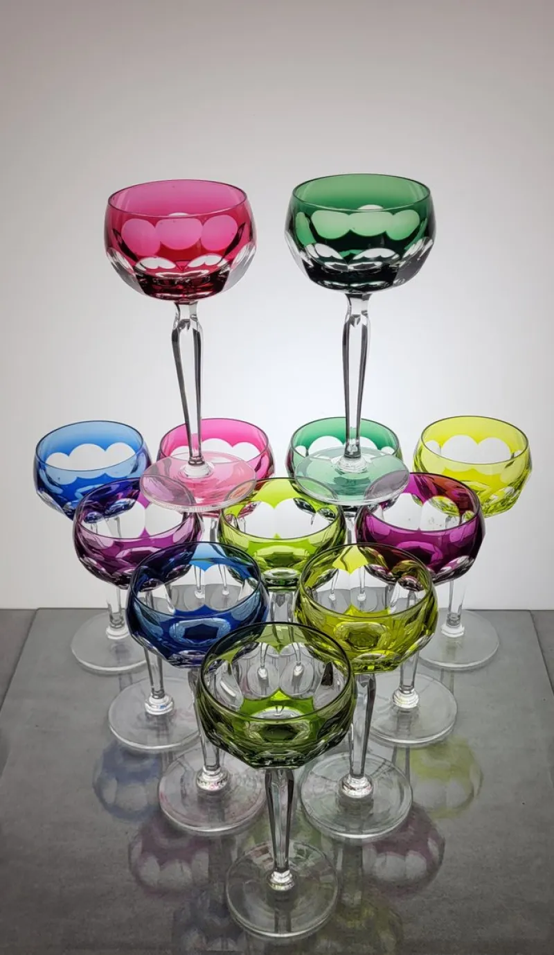 Hot Pamono Crystal Colored Wine Glasses from Val Saint Lambert, 1960s, Set of 6