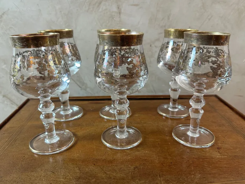 Pamono Crystal Glasses, 1950, Set of 6> Glassware