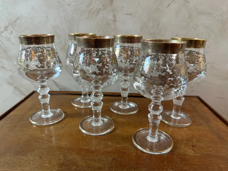 Pamono Crystal Glasses, 1950, Set of 6> Glassware