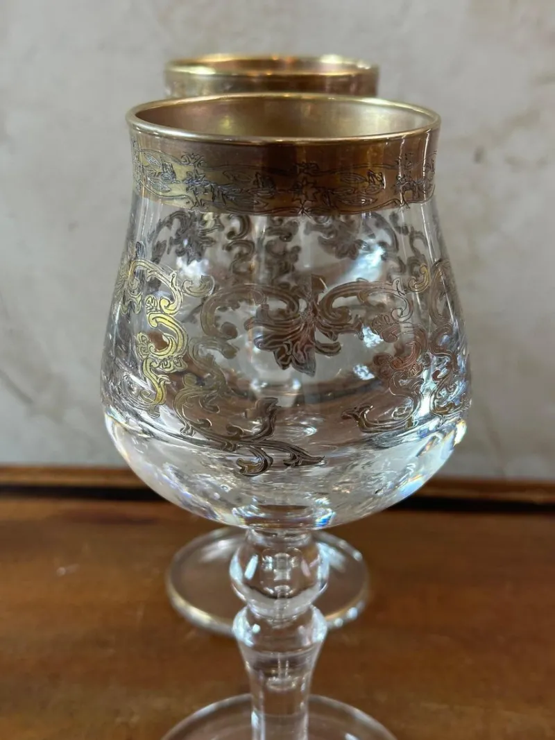Pamono Crystal Glasses, 1950, Set of 6> Glassware