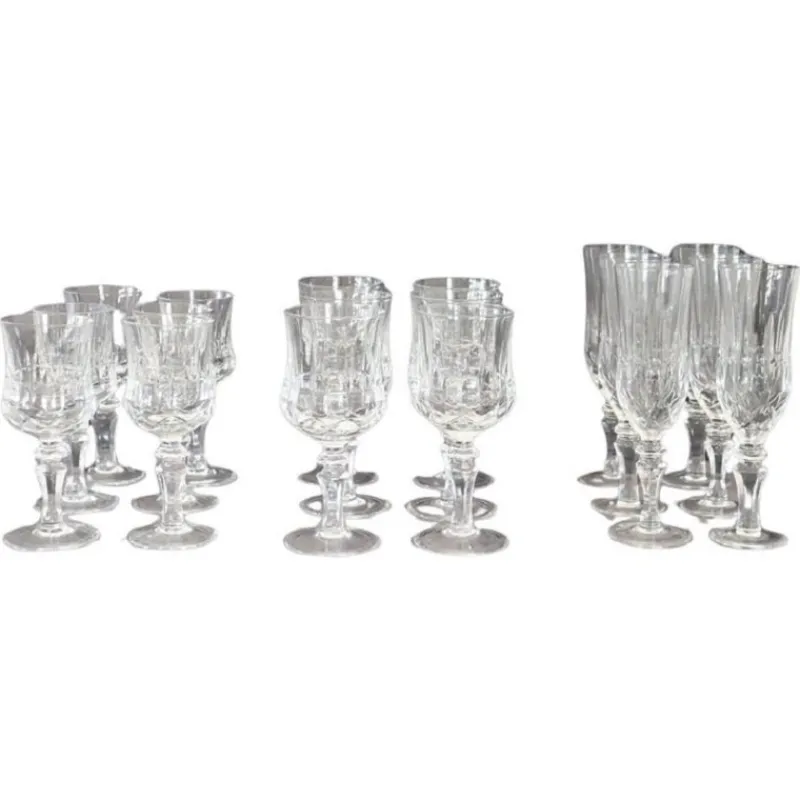 Clearance Pamono Crystal Glasses, 1970s, Set of 18