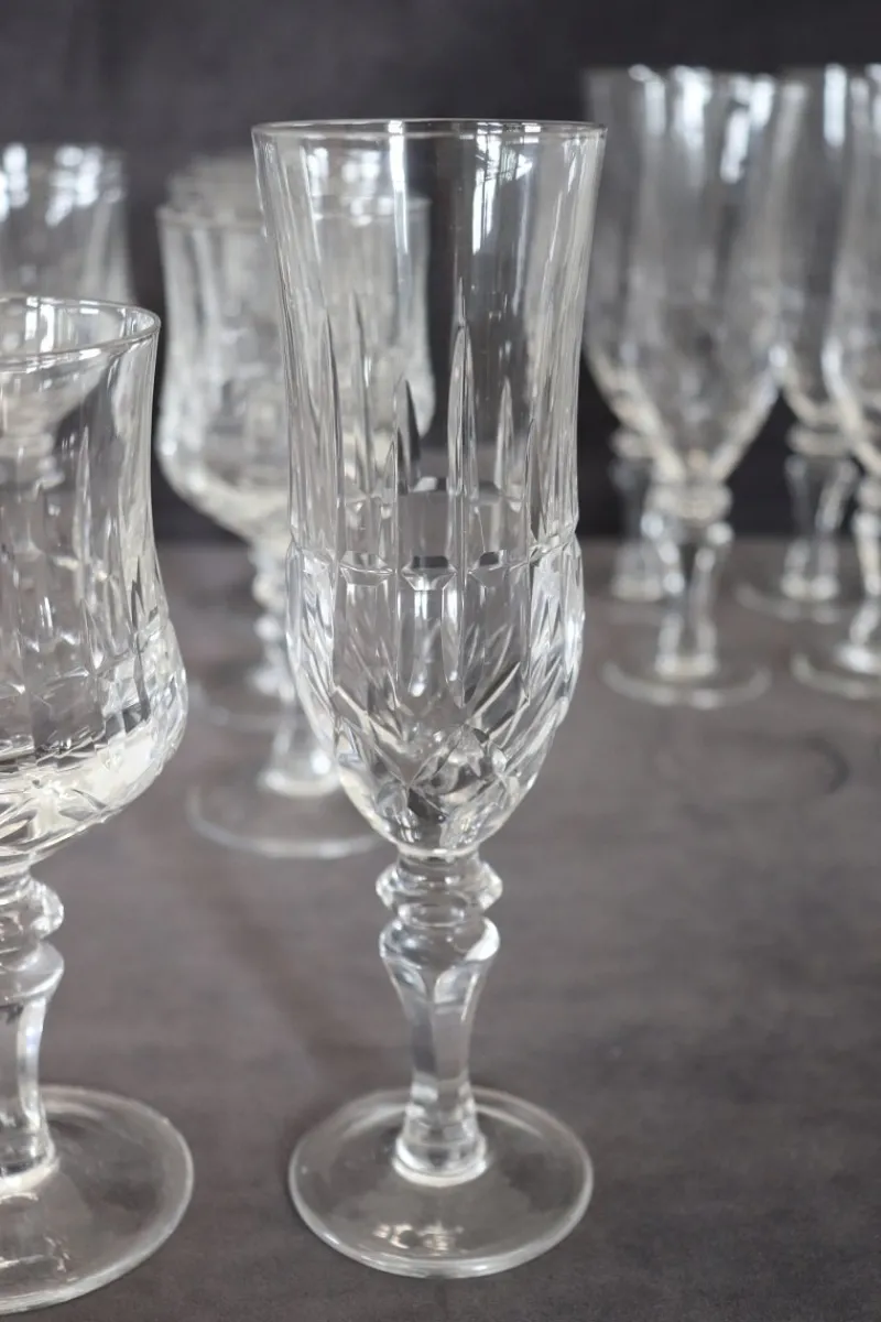 Clearance Pamono Crystal Glasses, 1970s, Set of 18