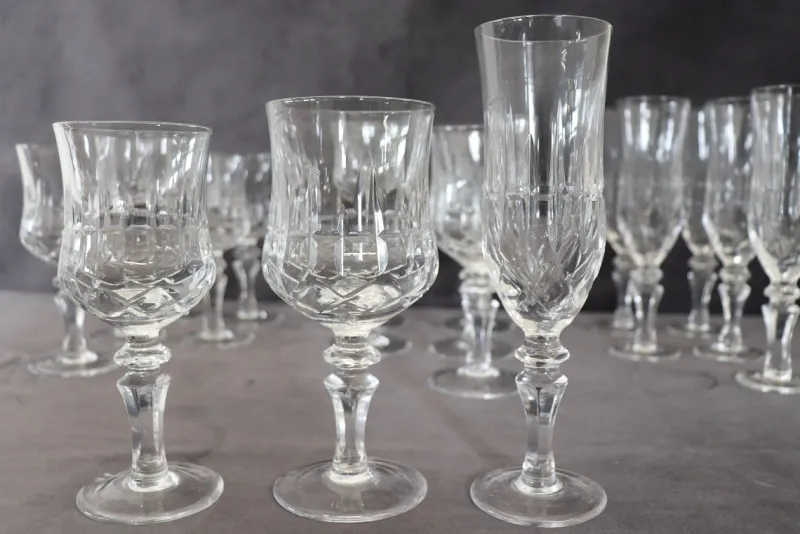 Clearance Pamono Crystal Glasses, 1970s, Set of 18