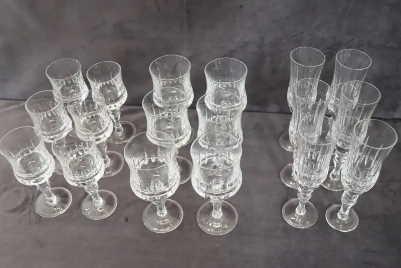 Clearance Pamono Crystal Glasses, 1970s, Set of 18