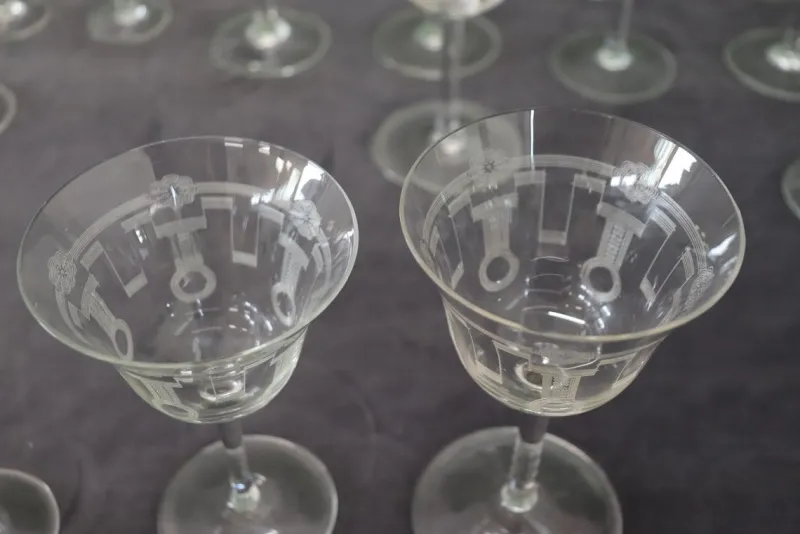 Pamono Crystal Glasses, 1970s, Set of 28> Glassware