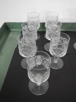 New Pamono Crystal Glasses, 1950s, Set of 12