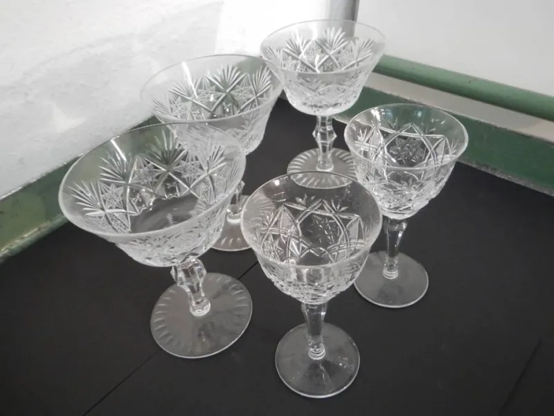 New Pamono Crystal Glasses, 1950s, Set of 12