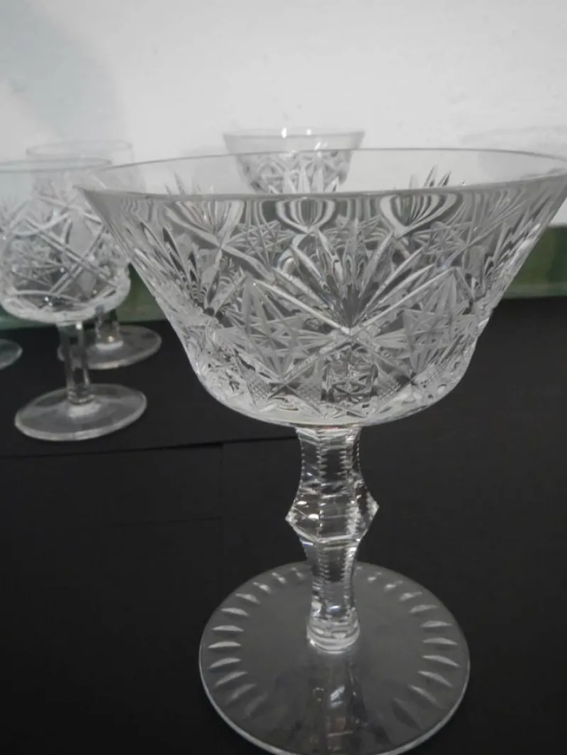 New Pamono Crystal Glasses, 1950s, Set of 12