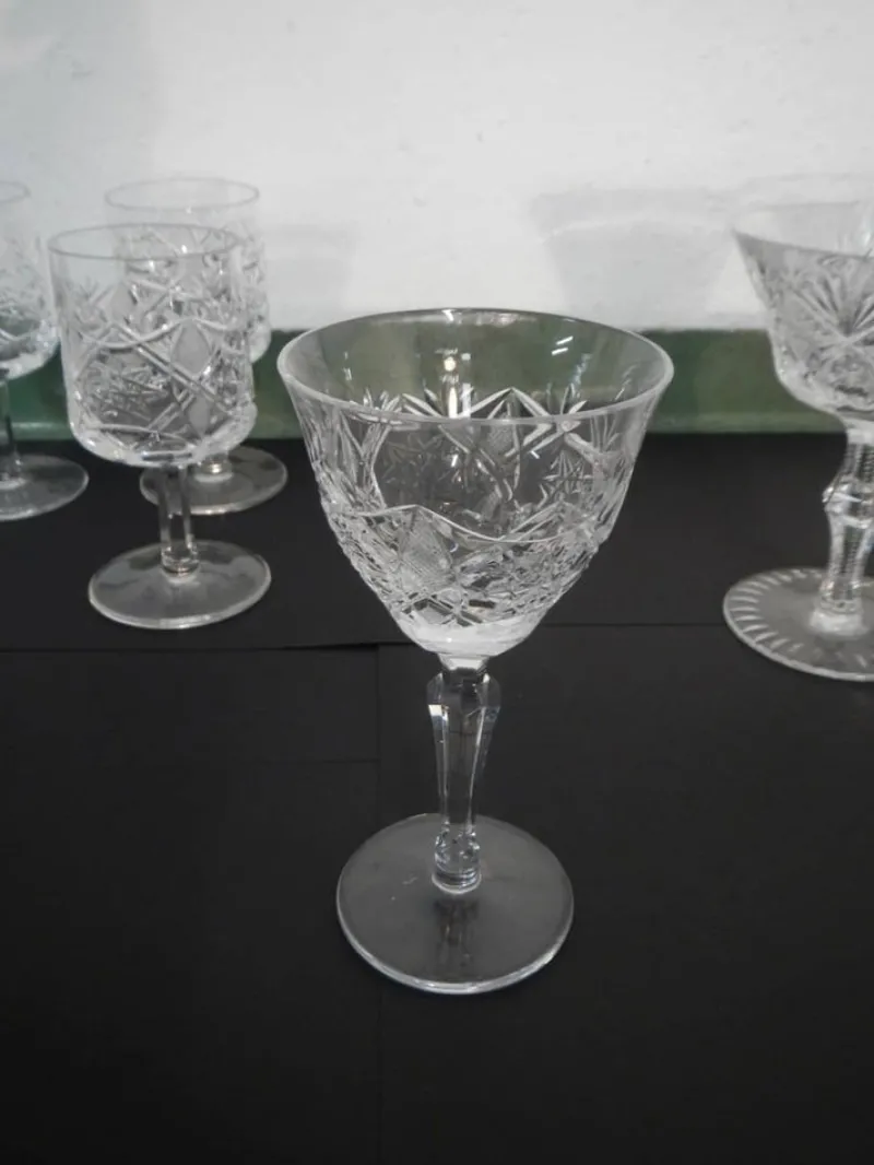New Pamono Crystal Glasses, 1950s, Set of 12