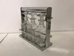 New Pamono Crystal Liquor Bottle Set by Jacques Adnet for Baccarat, Set of 4