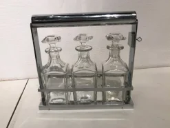 New Pamono Crystal Liquor Bottle Set by Jacques Adnet for Baccarat, Set of 4