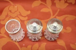 Hot Pamono Crystal Salt and Pepper Shakers, 1930s, Set of 3